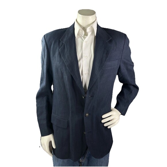 Banana Republic | M Medium Navy Blue 100% Linen Blazer Sport Coat Jacket NWOT - Picture 2 of 12